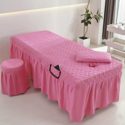 Jupe de lit épaisse pour Salon de beauté, Table de Massage, couvre-lit de haute qualité, doux pour la peau, couvre-lit pour thérapie SPA avec trou