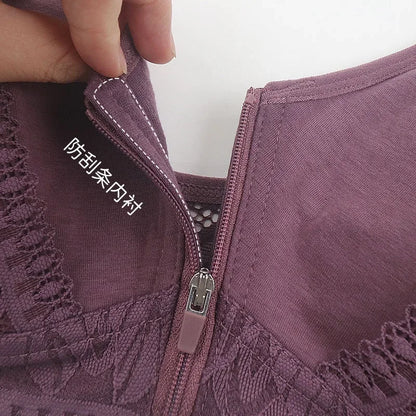 Sous-vêtements grande taille avec fermeture éclair sur le devant, Lingerie pour femmes, sans anneau en acier, dentelle, beau soutien-Gorge réglable au dos, Soutien Gorge Femme