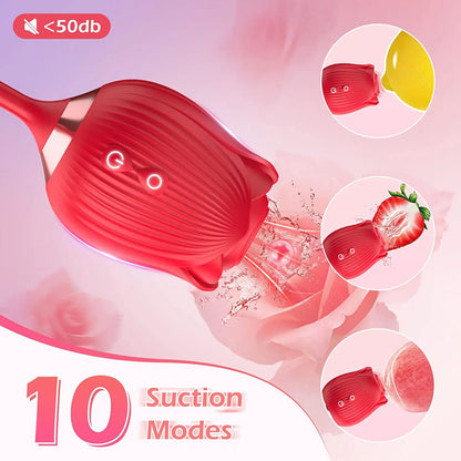 Vibromasseur à succion pour femmes, stimulateur clitoridien, masseur de mamelon Oral, gode vibrant de poussée, jouet sexuel Rose 2 en 1 pour femmes