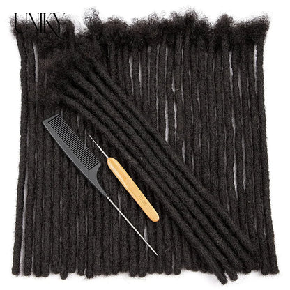 Extensions de dreadlocks à 60 brins pour hommes/femmes, cheveux afro crépus et raides, 100 % humains, faites à la main, tresses au crochet