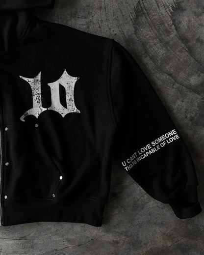 Sweats à capuche zippés streetwear hommes vêtements femmes Y2K Harajuku gothique patchwork surdimensionné brodé sweats à capuche rétro noirs