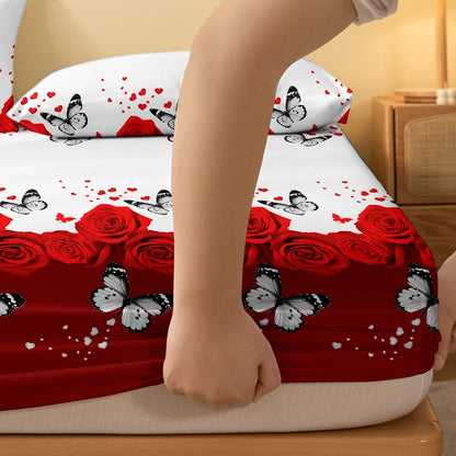 1 drap de lit givré à motif floral et papillon, couvre-lit imprimé pour chambre à coucher, literie (hors taies d'oreiller)