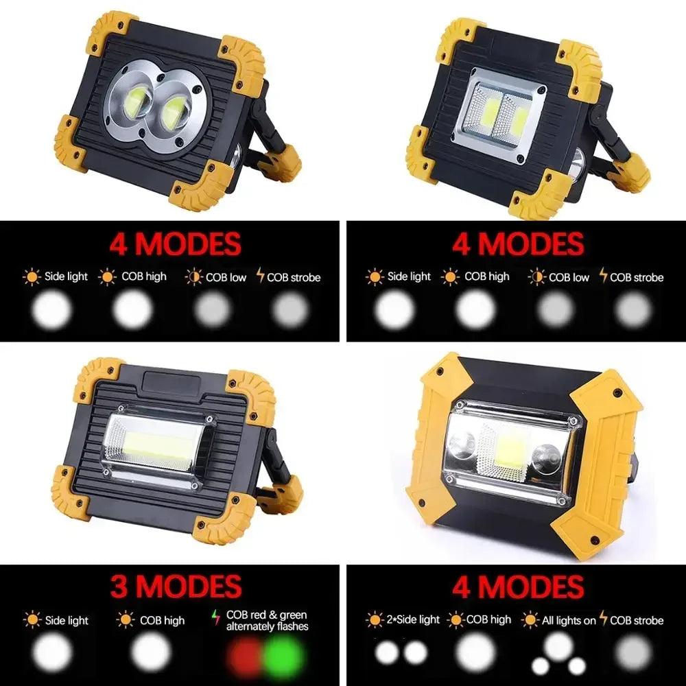 Projecteur injuste portable, lampes de travail, LED, aste, étanche, extérieur, banque d'alimentation, lanterne pour la recherche, le camping, 380W, 18650
