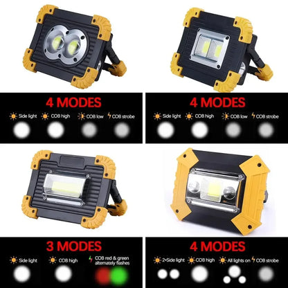 Projecteur injuste portable, lampes de travail, LED, aste, étanche, extérieur, banque d'alimentation, lanterne pour la recherche, le camping, 380W, 18650