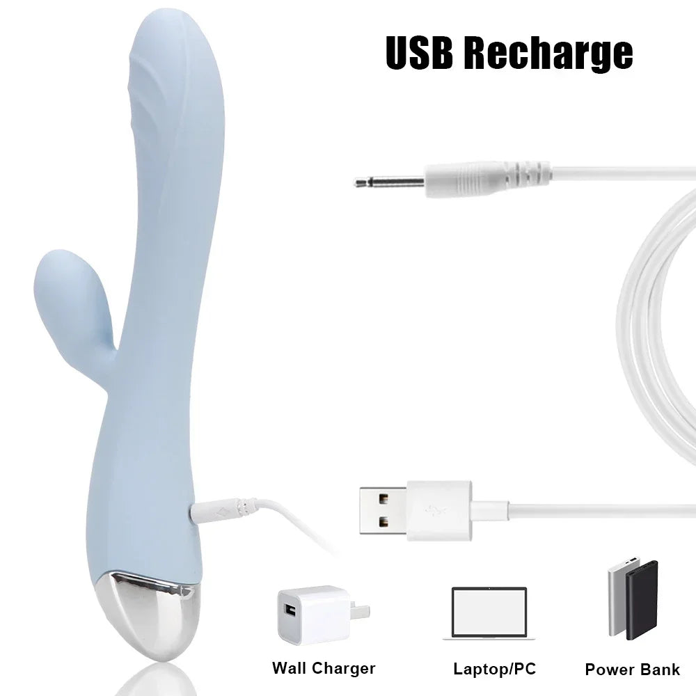 Vibromasseur lapin puissant pour femmes, stimulateur de Clitoris, point G, masseur vaginal, gode, masturbateur féminin, baguette AV, jouet sexuel pour adulte de 18 ans et plus