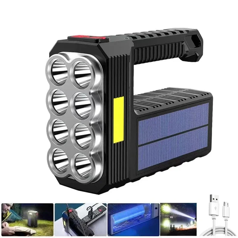 Projecteur de Camping en plein air, ampoules 8led, Charge solaire, lampe de poche, Charge USB, lampe Portable, 4 Modes d'éclairage lumineux