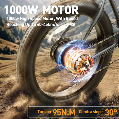 BURCHDA RX50 – vélo électrique pour adultes, moteurs 1000W, batterie longue durée 48V20AH, pneus larges tout-Terrain de 26 pouces, e-mountain