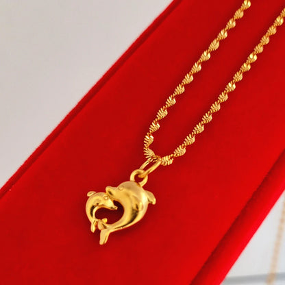 Colliers avec pendentif fleur couleur or 24K pour femmes, chaîne ondulée de 18 pouces, accessoires de bijoux de luxe de haute qualité