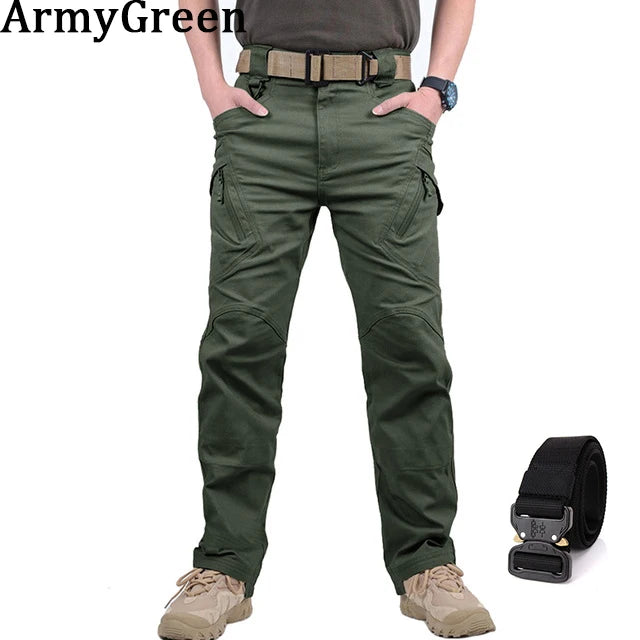 Pantalon cargo imperméable pour homme, jogging militaire masculin, pantalon élastique à poches multiples, grande taille, FjOutdoor