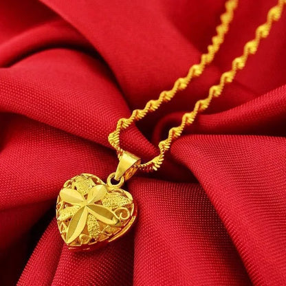 Colliers avec pendentif fleur couleur or 24K pour femmes, chaîne ondulée de 18 pouces, accessoires de bijoux de luxe de haute qualité