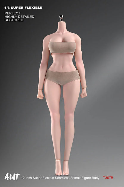 ANT T307 Figurine d'action femme à l'échelle 1/6, corps sans couture, maquillage, corps musclé, gros seins, 12 pouces, teint clair, corps flexible normal