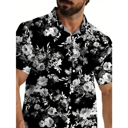 Chemise décontractée pour homme à imprimé graphique vintage, chemise hawaïenne à manches courtes pour l'été, chemises boutonnées, vêtements pour homme, chemise streetwear tendance