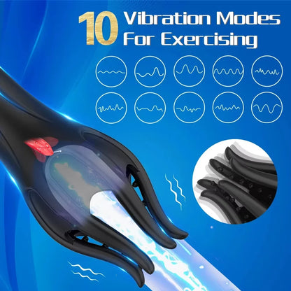 Masseur électrique stimulateur de gland, masturbateur masculin, entraîneur de retardement de l'éjaculation, vibrateur 10 modes, jouet sexuel automatique pour orgasme oral, jouets sexuels pour adultes gays