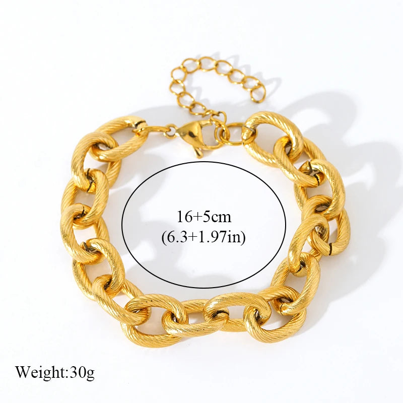 EILIECK Bracelet chaîne cubaine en acier inoxydable 316L couleur or pour femmes hommes tendance punk étanche chaîne de poignet bijoux cadeau fête