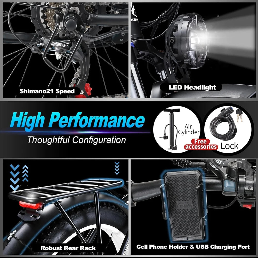 Vélo électrique tout-terrain à double moteur Keteles K800 26'', moteur 2000 W, batterie Samsung 23 Ah, freins hydrauliques.