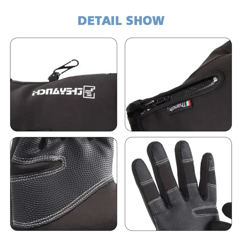 Gants d'hiver imperméables pour écran tactile thermique, coupe-vent, chauds, pour temps froid, course à pied, équitation, sport, randonnée, Ski