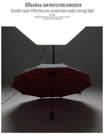Parapluie coupe-vent double couche résistant entièrement automatique pluie hommes femmes 10K mâle grand parapluies parasol