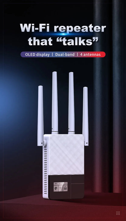 COMFAST 1200Mbps affichage OLED intelligent répéteur WiFi double bande 2.4G & 5G amplificateur de portée Wi-Fi de Signal d'extension sans fil