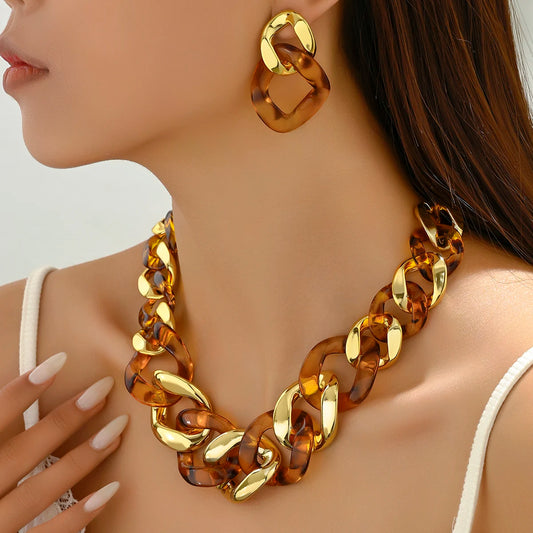 Collier et boucles d'oreilles tendance pour femme, ensemble de bijoux de fête, chaîne maximale, tempérament de mariée, perles