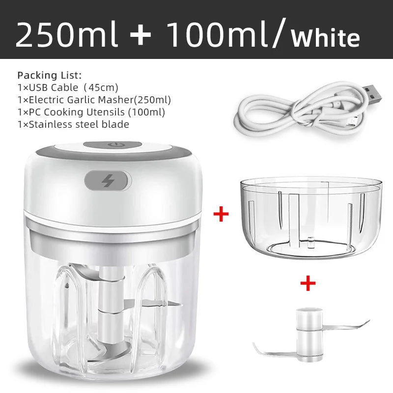Hachoir électrique de cuisine, Mini broyeur d'ail, hachoir à viande Portable USB, hachoir à légumes pour Gadgets de cuisine