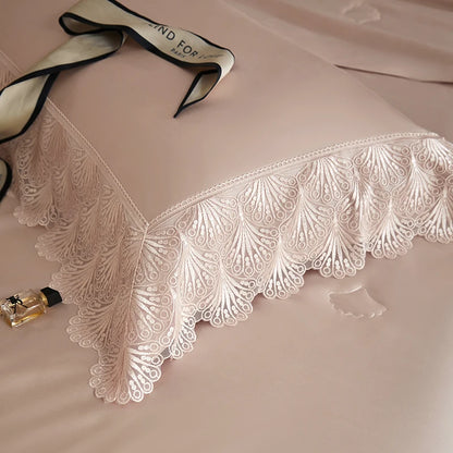 Couvre-lit matelassé en coton Lyocell doux et soyeux, housse de lit, surmatelas, drap de lit, taies d'oreiller en dentelle, 3/5 pièces