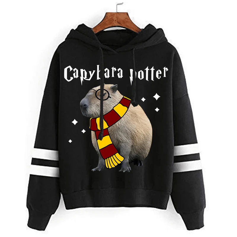 Sweat à capuche Capybara Potter pour femme, manches longues, décontracté, sport, printemps, Animal Capybara, Harajuku, sweat-shirts vintage pour femme