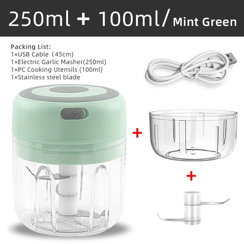 Hachoir électrique de cuisine, Mini broyeur d'ail, hachoir à viande Portable USB, hachoir à légumes pour Gadgets de cuisine