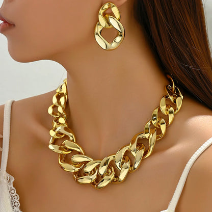 Collier et boucles d'oreilles tendance pour femme, ensemble de bijoux de fête, chaîne maximale, tempérament de mariée, perles