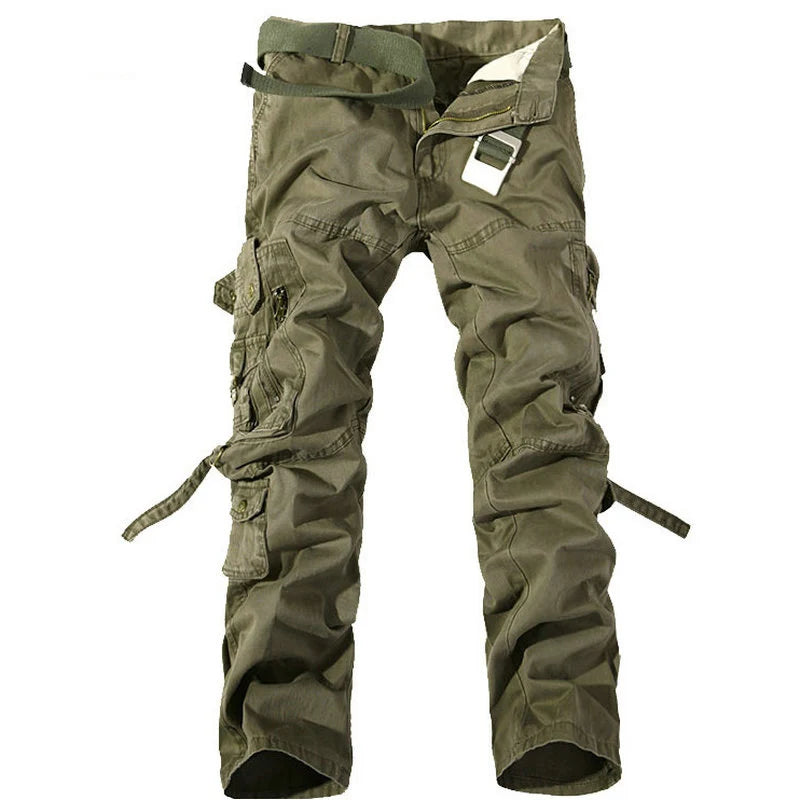 Pantalon cargo multi-poches pour homme, pantalon de travail délavé solide de style militaire d'automne, pantalon de travail en coton ample de haute qualité, pantalon militaire tactique