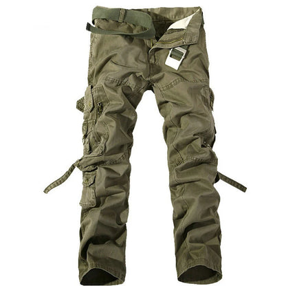 Pantalon cargo multi-poches pour homme, pantalon de travail délavé solide de style militaire d'automne, pantalon de travail en coton ample de haute qualité, pantalon militaire tactique