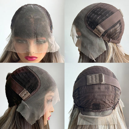 Charm Source 13x6 Perruque en dentelle longue ondulée brune avec racines foncées pour femme, perruque de fête quotidienne, cosplay, mariage, haute densité