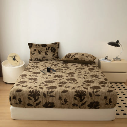 Couvre-lit sur le lit, drap-housse chaud en velours Angora, surmatelas Long en velours, couverture de lit à bande élastique complète