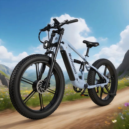 Nathaniel SYR09 double moteur 2000W, roue intégrée à gros pneus 26*4.0, batterie détachable 48V 20Ah, 55 KM/H, vélo électrique de montagne à queue souple