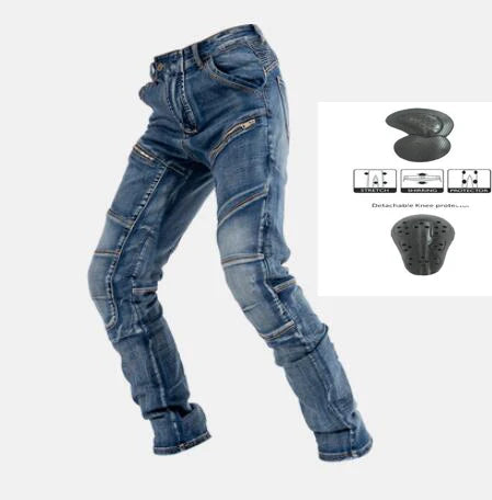 Aeamind-Pantalon de moto en coton à haute élasticité, jean d'équitation anti-chute, pantalon de chevalier avec 4 genouillères, 4 saisons, nouveau