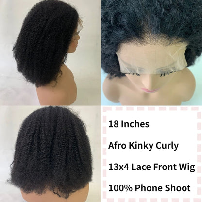 Perruques de cheveux humains en dentelle frontale afro crépus bouclés de densité 220% 4x4 13x4 13x6 Perruque frontale en dentelle Cheveux Humain bouclés 26” 28” 30”