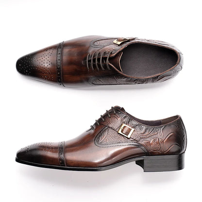 Chaussures provoqué formelles en cuir véritable pour hommes, chaussures Oxford de luxe, chaussures d'affaires haut de gamme, style européen élégant