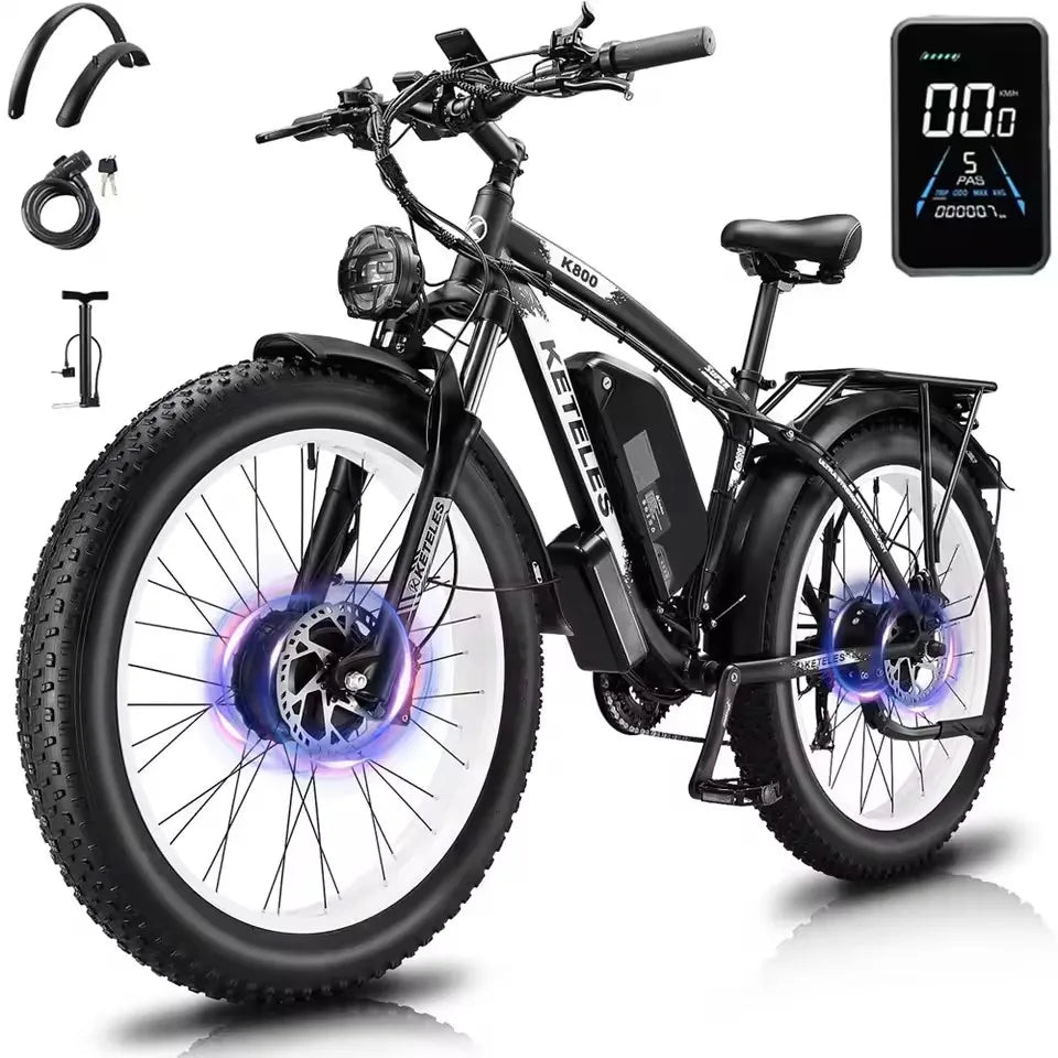 E Bike 2000W double moteur 48V23AH batterie freinage hydraulique vélo électrique 26 pouces gros pneu 21 vitesses tout Terrain vélo électrique