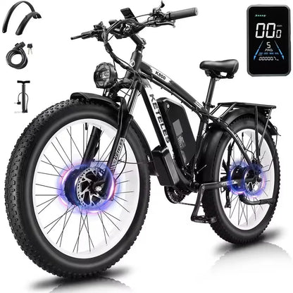 E Bike 2000W double moteur 48V23AH batterie freinage hydraulique vélo électrique 26 pouces gros pneu 21 vitesses tout Terrain vélo électrique