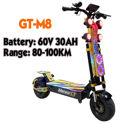 Livraison rapide GT-M8 72V50AH 60V60AH double moteurs trottinettes électriques 13/14 pouces ville/roue tout-terrain adulte Scooter électrique