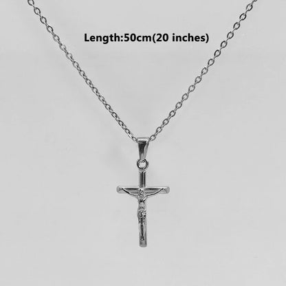 Collier Pendentif Croix de Jésus en Acier Inoxydable Doré à l'Or 18k pour Hommes et Femmes, Unisexe, Religieux, Étanche, Accessoire de Bijouterie