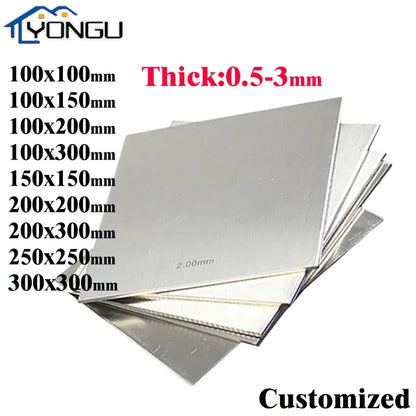 Plaque de tôle d'acier inoxydable 304, épaisseur carrée polie 0.5mm 0.8mm 1mm 1.5mm 2mm 3mm