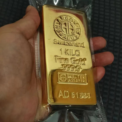 Suisse 1000g barre d'or 1:1 copie Suisse 1kg réplique de lingots d'or barre d'or bijouterie affichage bancaire échantillon antivol