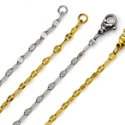 Collier de luxe en acier inoxydable 316L, 10 pièces/lot, pour femmes et hommes, chaînes à maillons en forme de lèvre, vente en gros pour pendentifs, accessoires 2MM