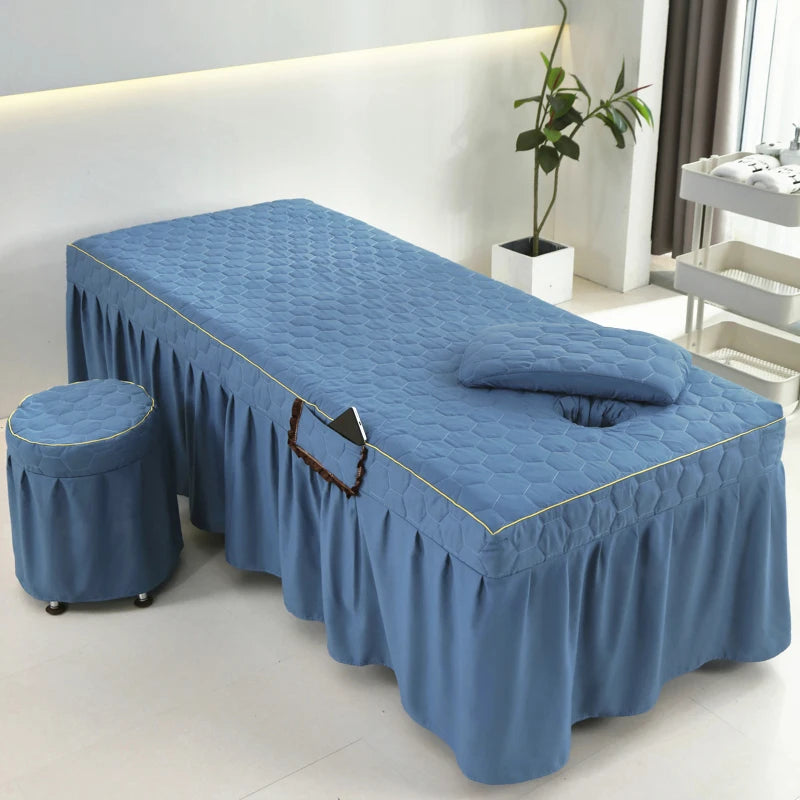 Jupe de lit épaisse pour Salon de beauté, Table de Massage, couvre-lit de haute qualité, doux pour la peau, couvre-lit pour thérapie SPA avec trou
