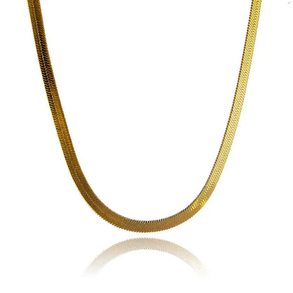 Collier chaîne serpent plate en or 24K 999 pour femmes, JP080 4MM 40-60cm de longueur, bijoux à la mode, chaîne résistante au ternissement ﻿