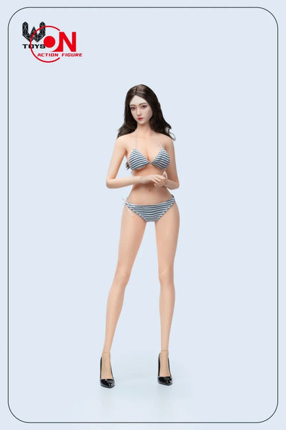 W TOYS 1/6 Xiaoru Corps flexible sans couture avec maillot de bain et pieds détachables, figurine d'action féminine de 12 pouces