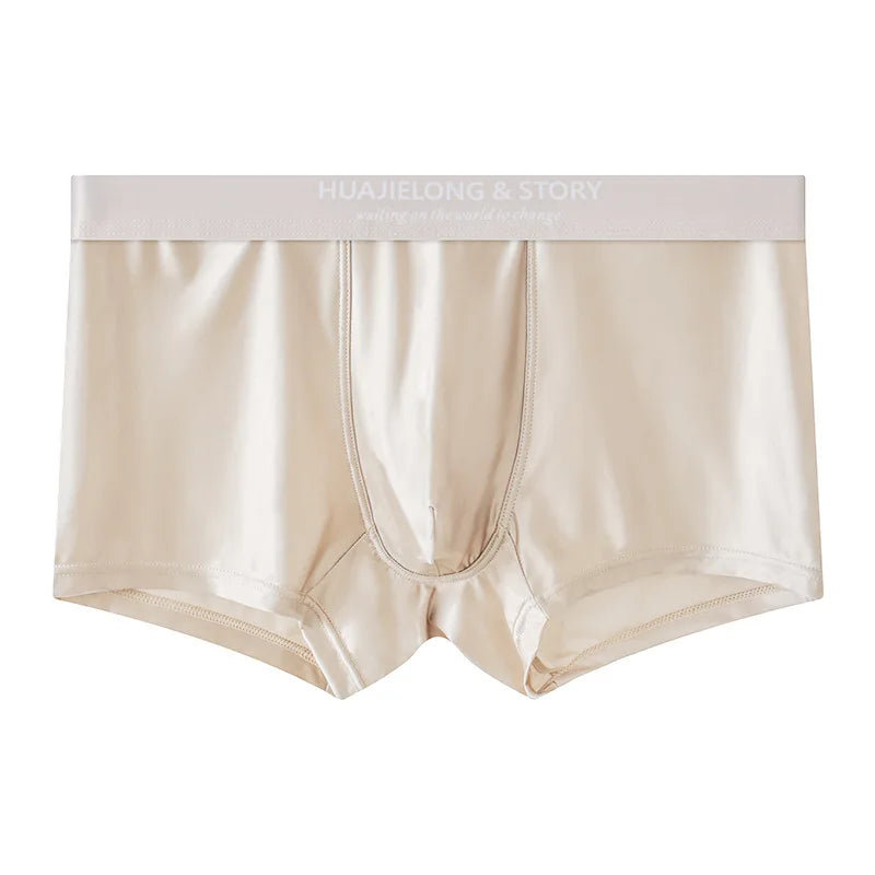 1/3 pièces respirant mince Satin soie Boxer slips sans couture taille moyenne glace soie boxeurs caleçons sous-vêtements lisses pour hommes quotidien
