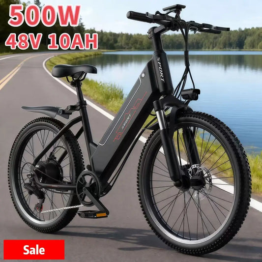 Vélo électrique à moteur 500W, batterie 48V10AH efficace et sûre, adapté aux adultes pour voyager autour de vélos haute performance