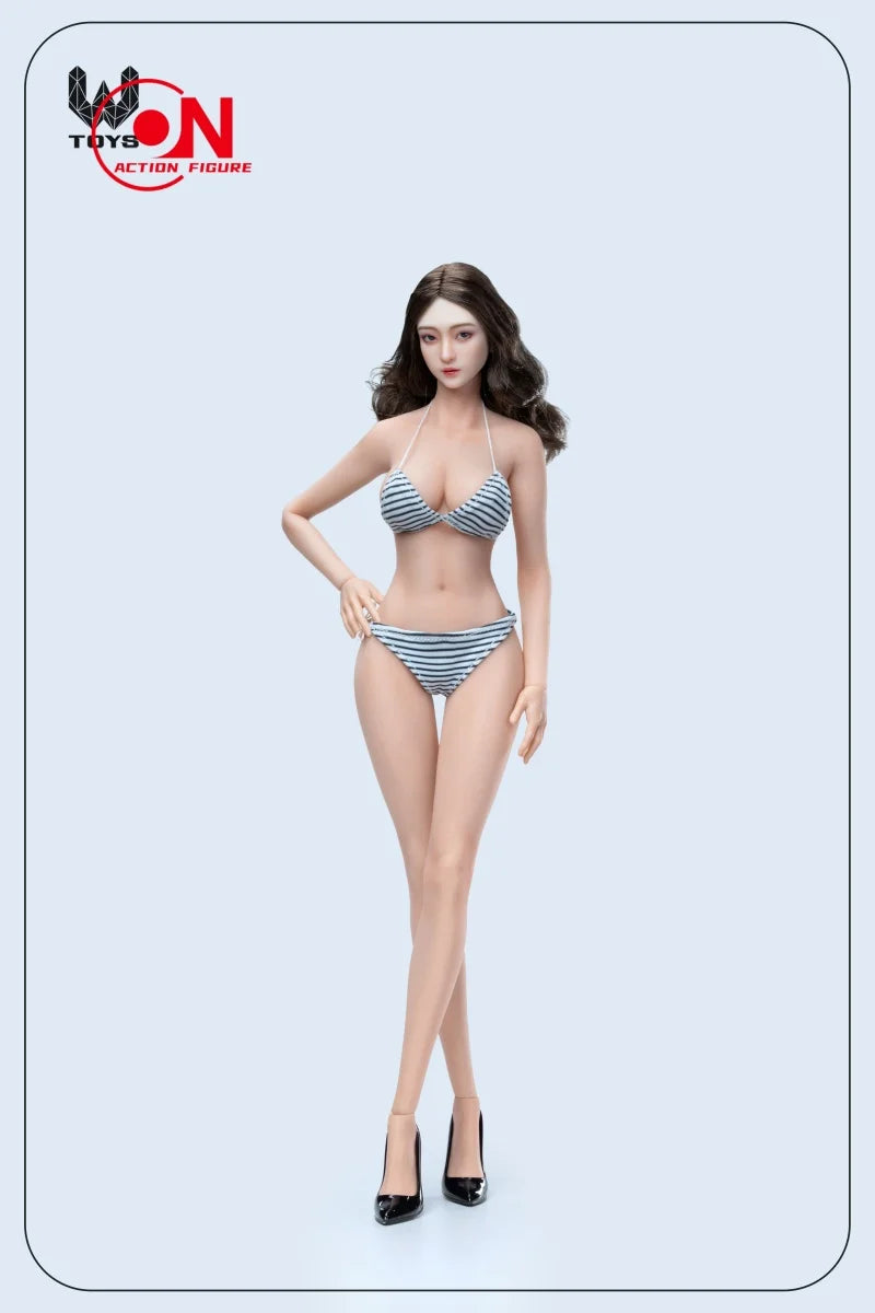 W TOYS 1/6 Xiaoru Corps flexible sans couture avec maillot de bain et pieds détachables, figurine d'action féminine de 12 pouces