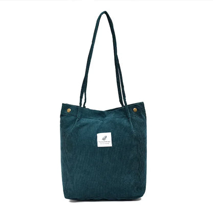 Sac de courses en velours côtelé pour femme, sac à bandoulière en toile pour fille, sac à main de rangement écologique, fourre-tout d'épicerie écologique pliable et réutilisable